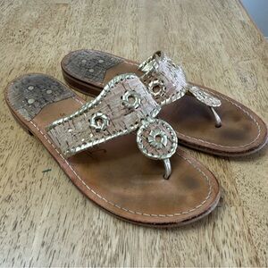 Jack Rogers Napa Valley Cork and Gold Embellished thong sandals sz 9